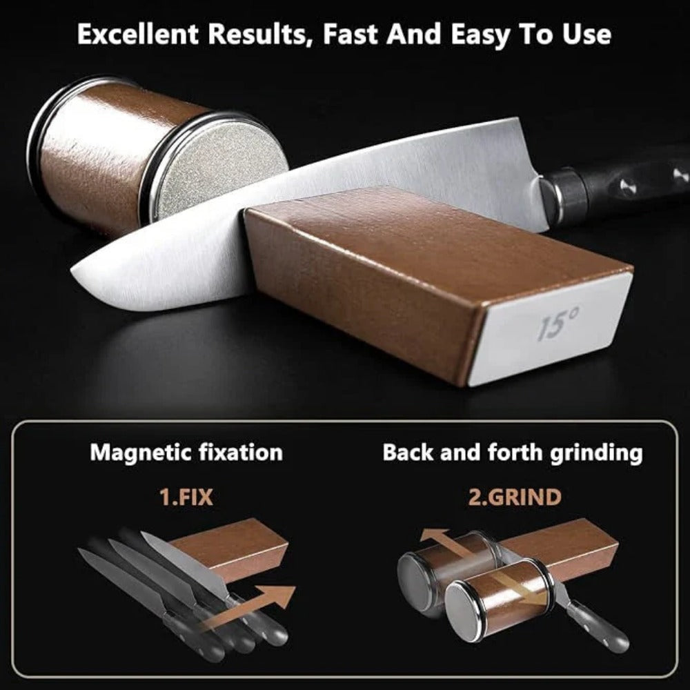 Magnetic Rolling Knife Sharpener Kit with Dual Angles 15 and 20 for All Steel Types Image 6