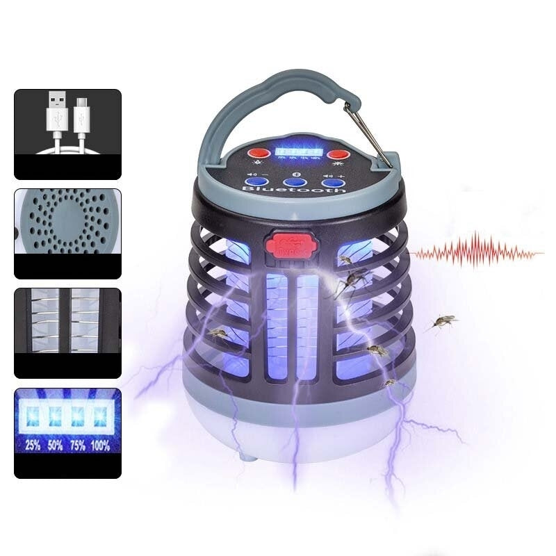 Multi-function Mosquito Killer Lamp With LED Camping Lightandbluetooth Speaker USB Rechargeable Long Battery Life UV Image 1