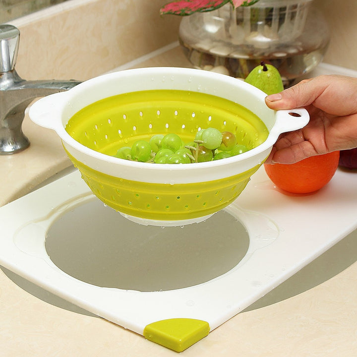 Multi-Function 2 In 1 Chopping Board Folding Drain Basket Kitchen Cutting Board Image 6