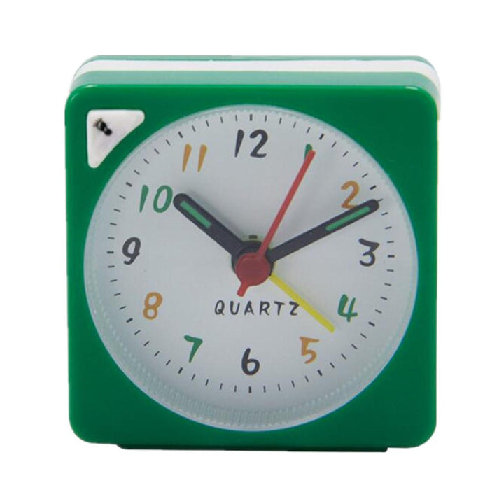 Mini Travel Alarm Clock Analogue Quartz LED Light With Snooze Image 1