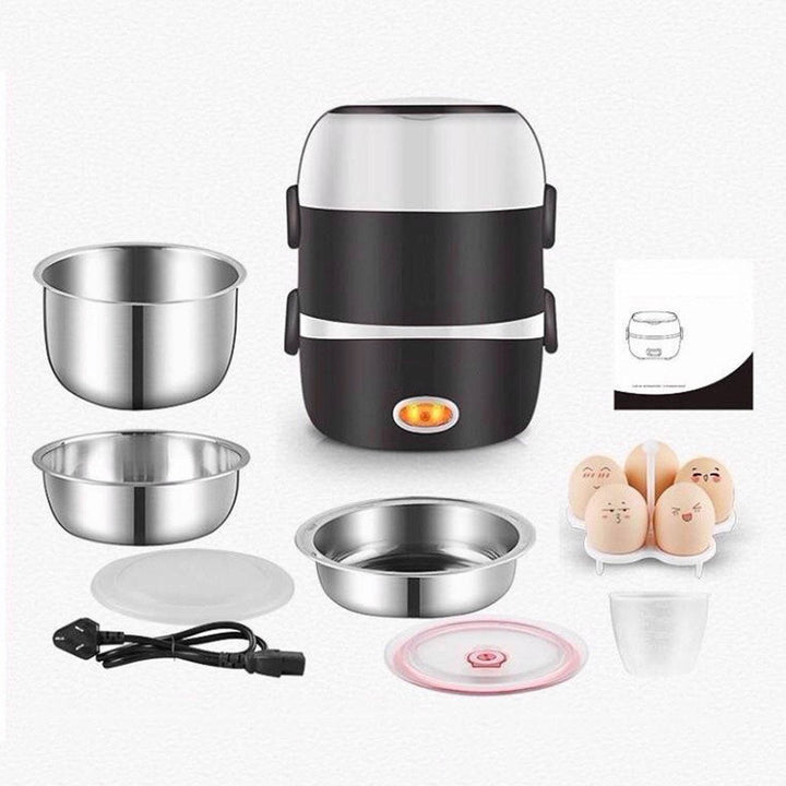 Electric Lunch Box Three layers Stainless Steel Heating Rice Office Worker Plug In Electric Heating Thermal Insulation Image 2