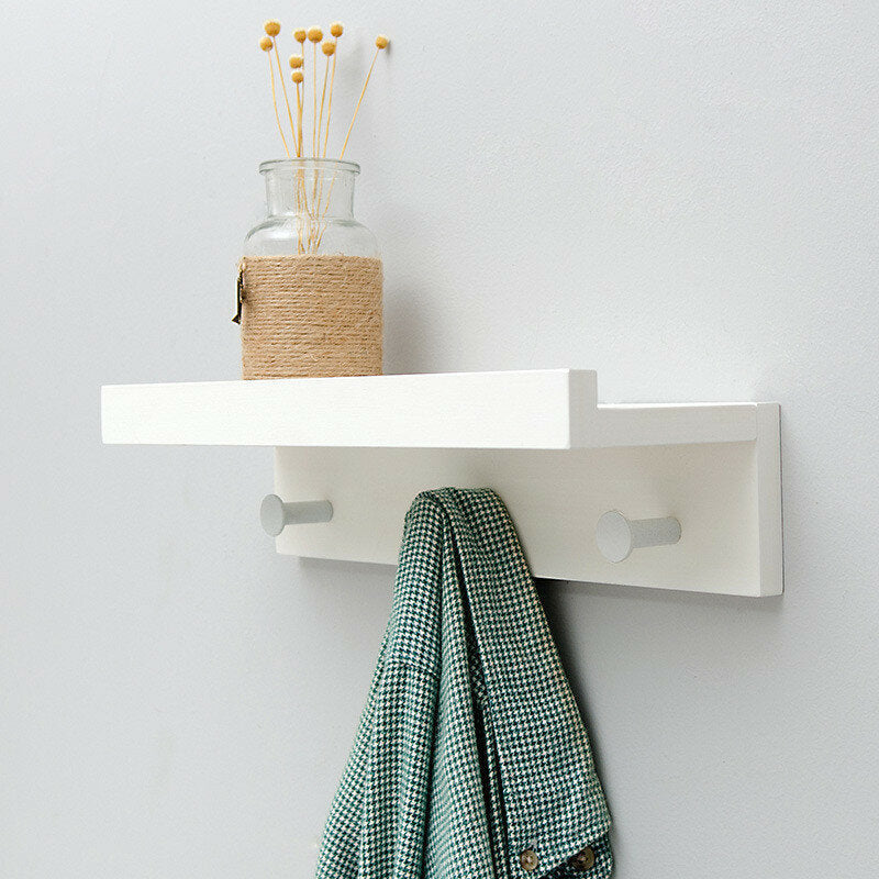 Mrosaa In-line Partition Wall-mounted Solid Wood Hook Rack Wall Shelf Rack Storage Holder Image 6