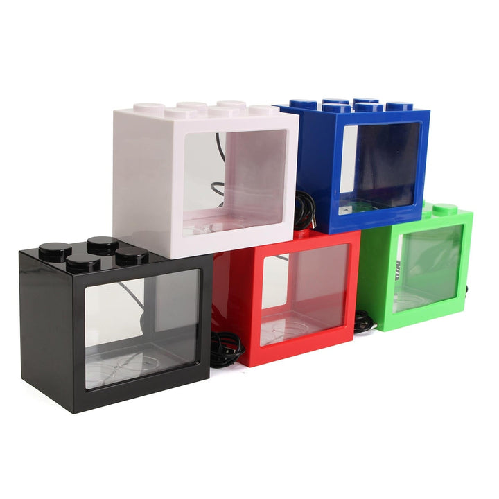 Mini USB LED Light Clear Fish Tank Mini Aquarium Box Bettas Office Desktop Decor Image 3