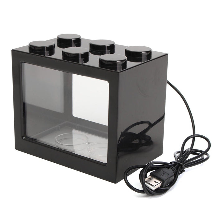 Mini USB LED Light Clear Fish Tank Mini Aquarium Box Bettas Office Desktop Decor Image 1