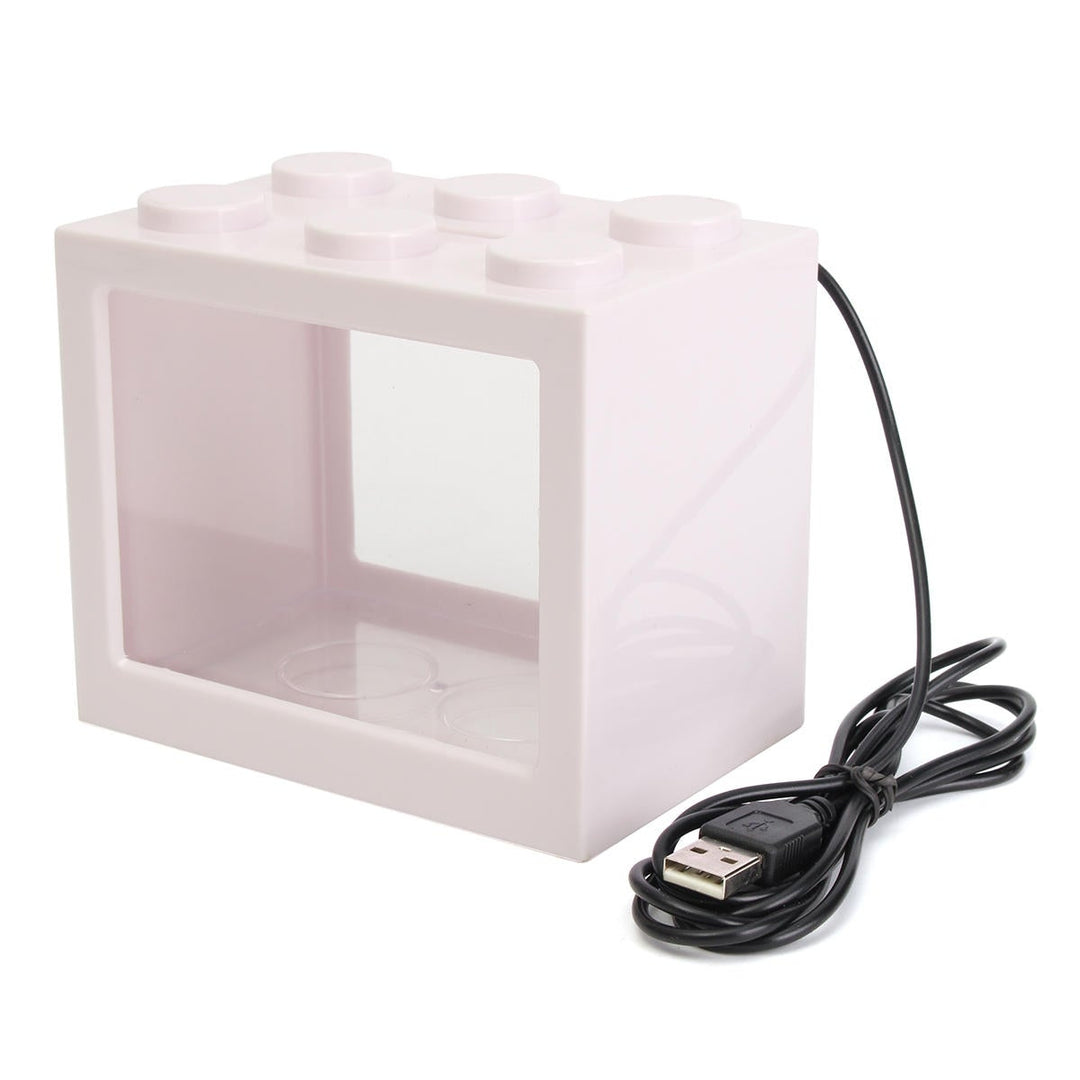 Mini USB LED Light Clear Fish Tank Mini Aquarium Box Bettas Office Desktop Decor Image 7