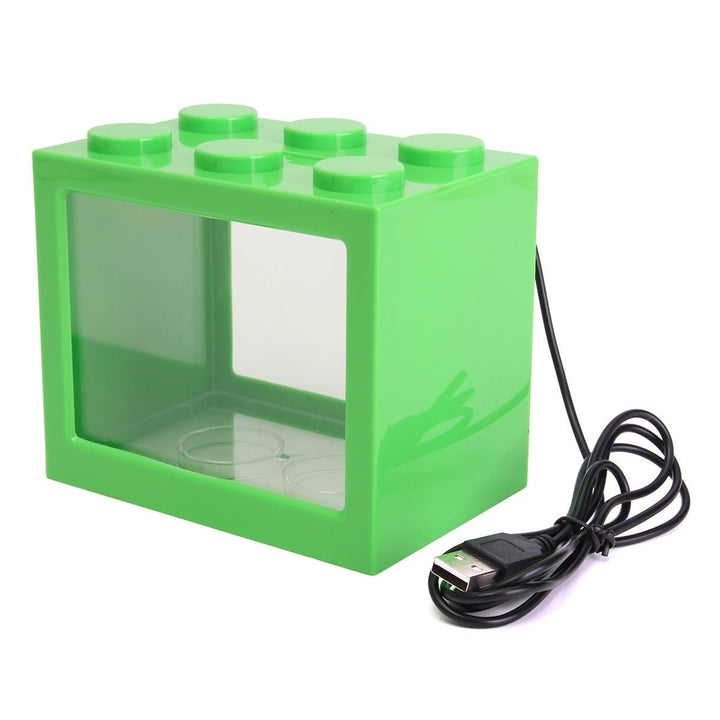 Mini USB LED Light Clear Fish Tank Mini Aquarium Box Bettas Office Desktop Decor Image 10