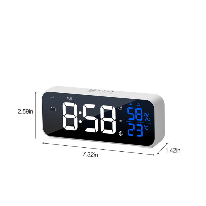 Mirror Alarm Clock LED Music Wall Digital Clock Time Temperature Humidity Display USB Rechargeable Table Clock Image 5