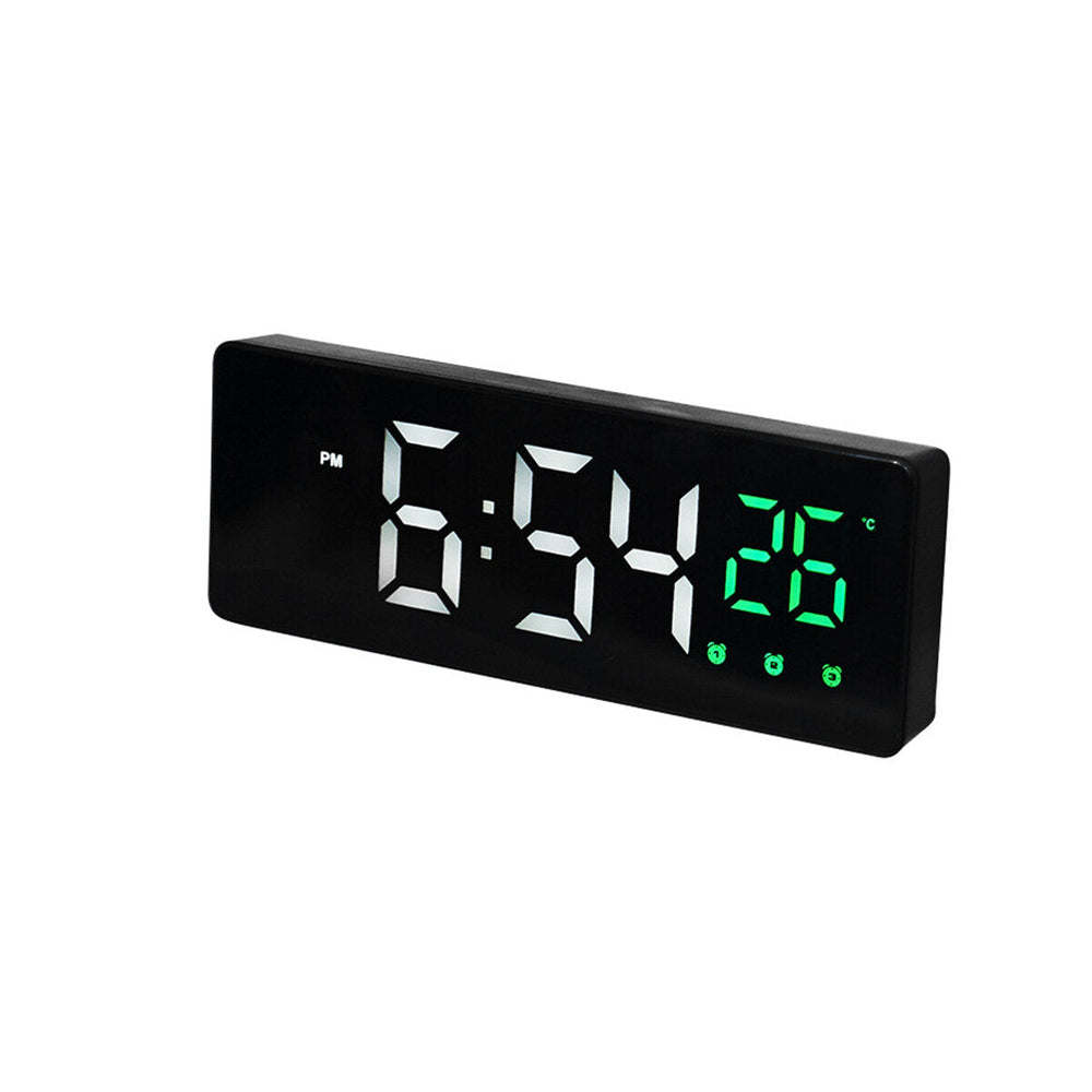 Mirror Alarm Clock LED Digital Voice Control Snooze Time Temperature Display Alarm Clock Image 2