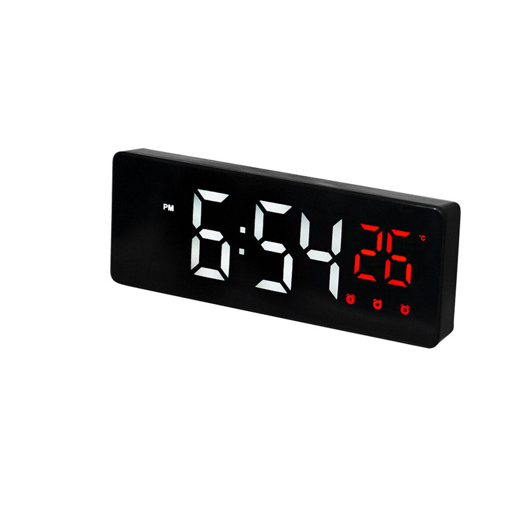 Mirror Alarm Clock LED Digital Voice Control Snooze Time Temperature Display Alarm Clock Image 3