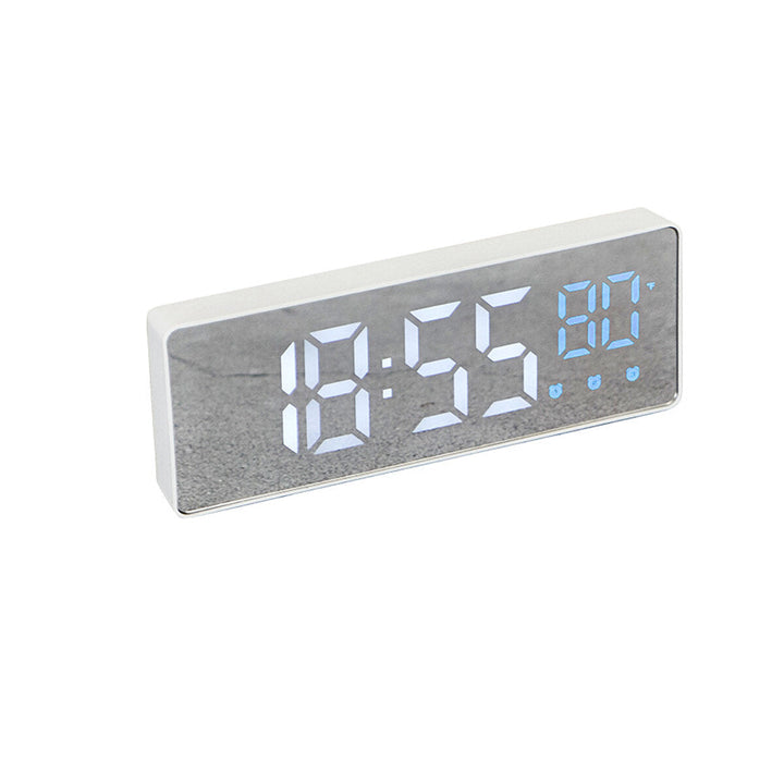 Mirror Alarm Clock LED Digital Voice Control Snooze Time Temperature Display Alarm Clock Image 4