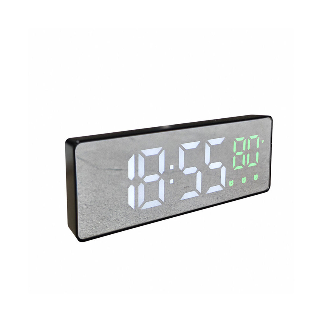 Mirror Alarm Clock LED Digital Voice Control Snooze Time Temperature Display Alarm Clock Image 7