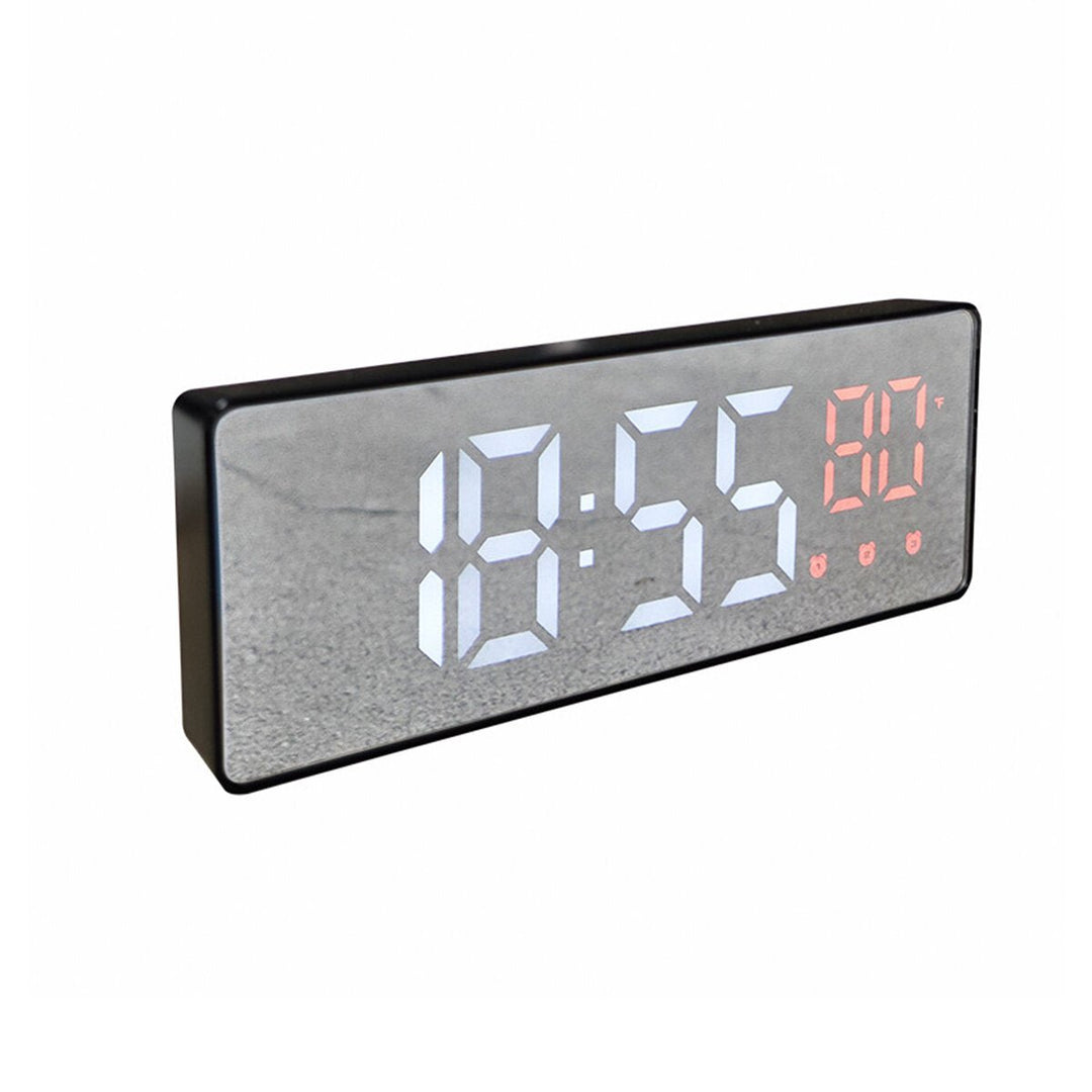 Mirror Alarm Clock LED Digital Voice Control Snooze Time Temperature Display Alarm Clock Image 8