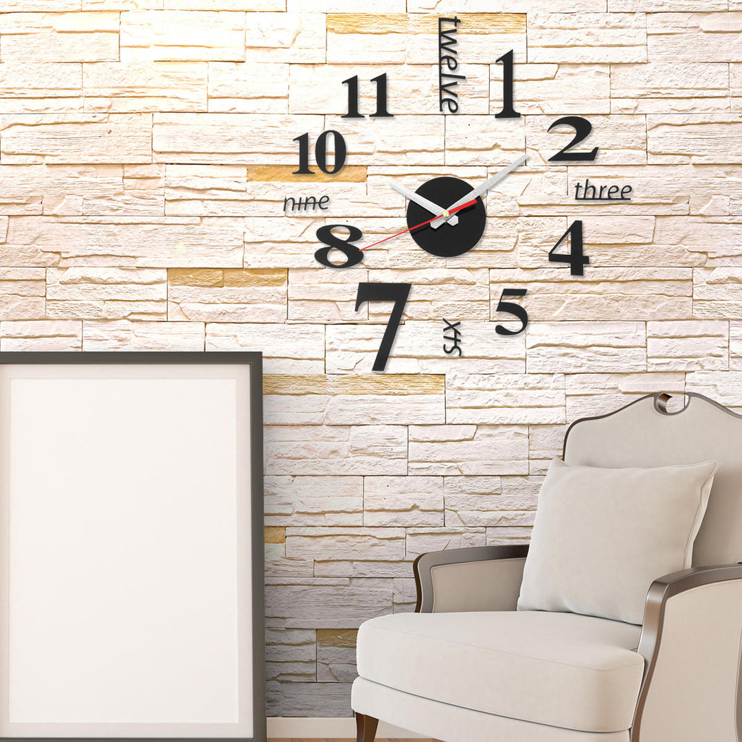 Modern 3D Frameless 40cm Wall Clock Style Watches Hours DIY Room Home Decorations Model Image 3