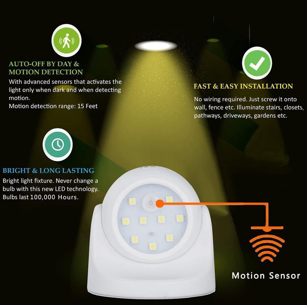 Motion Sensor 360 Degree Night Light 9 LED Lamp Motion Activated Wirless Sensor Light For Home Indoor Outdoor Wall Room Image 4