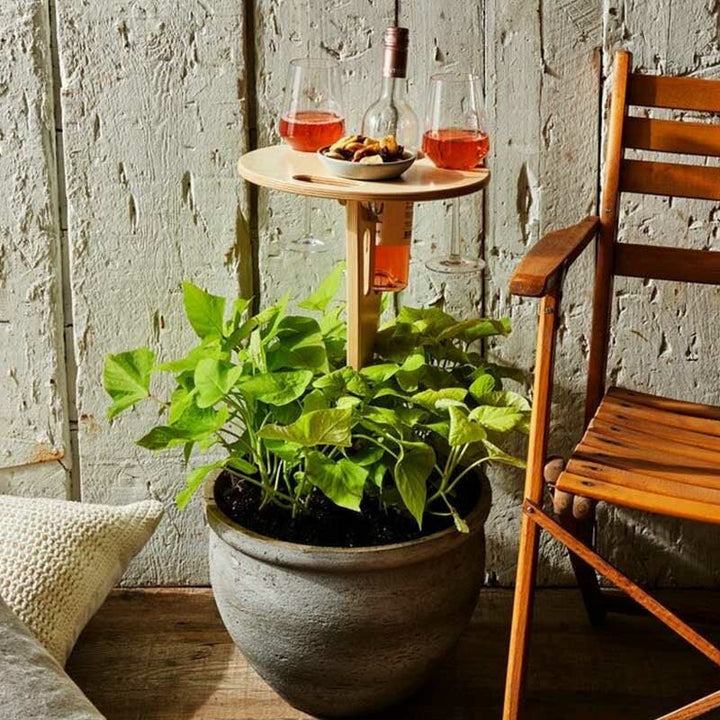 Outdoor Drink Table Mini Wooden Rack Foldable Round Desktop Easy Carry Desk Furniture Cup Glass Holder Picnic Table Image 10