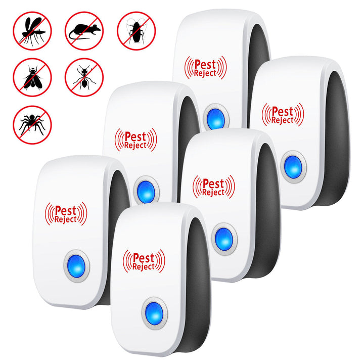 Multi-function Ultrasonic White Mosquito Repellent Blue Night Light Pests Repellent Image 1