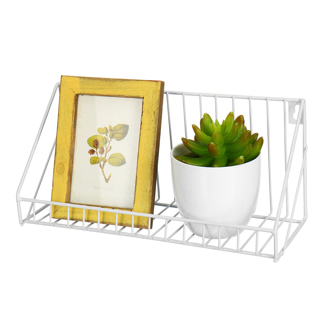 Nordic Minimalist Wrought Iron Grid Wall Shelf Storage Shelf Image 1