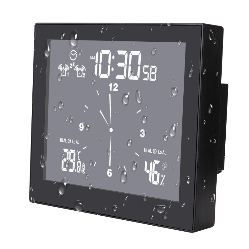 Multi-functional Bathroom Temperature and Humidity Alarm Clock LCD Screen Waterproof Home Desktop Creative Timer Image 1