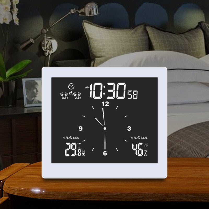 Multi-functional Bathroom Temperature and Humidity Alarm Clock LCD Screen Waterproof Home Desktop Creative Timer Image 2