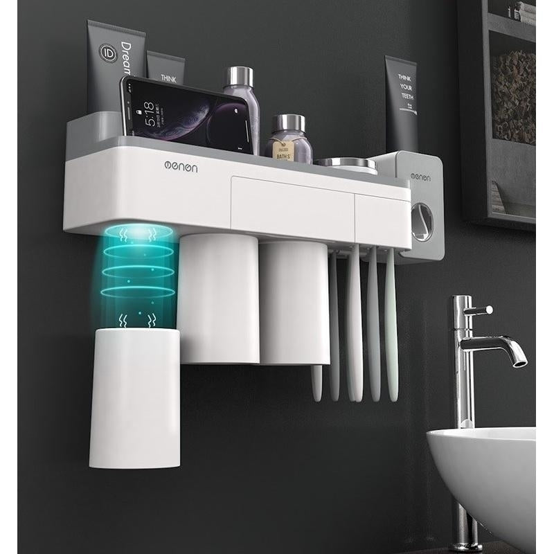 Multi-functional Magnetic Toothbrush Holder with Toothpaste Squeezer Cups Image 8