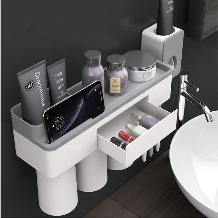 Multi-functional Magnetic Toothbrush Holder with Toothpaste Squeezer Cups Image 9