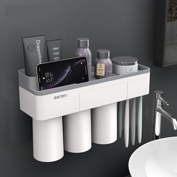 Multi-functional Magnetic Toothbrush Holder with Toothpaste Squeezer Cups Image 11