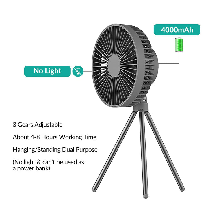 Multi-functional Mini Fan USB Rechargeable Portable Fan Outdoor Camping Ceiling Fan Desktop Fan with LED Light Image 4