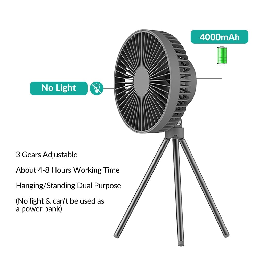 Multi-functional Mini Fan USB Rechargeable Portable Fan Outdoor Camping Ceiling Fan Desktop Fan with LED Light Image 1