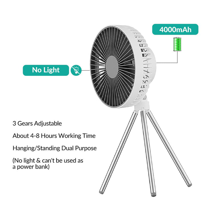 Multi-functional Mini Fan USB Rechargeable Portable Fan Outdoor Camping Ceiling Fan Desktop Fan with LED Light Image 5