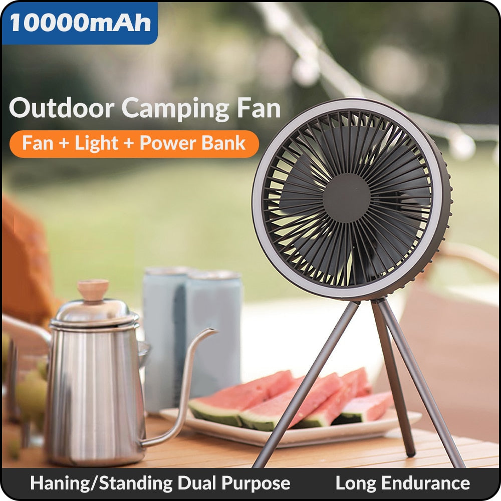 Multi-functional Mini Fan USB Rechargeable Portable Fan Outdoor Camping Ceiling Fan Desktop Fan with LED Light Image 8