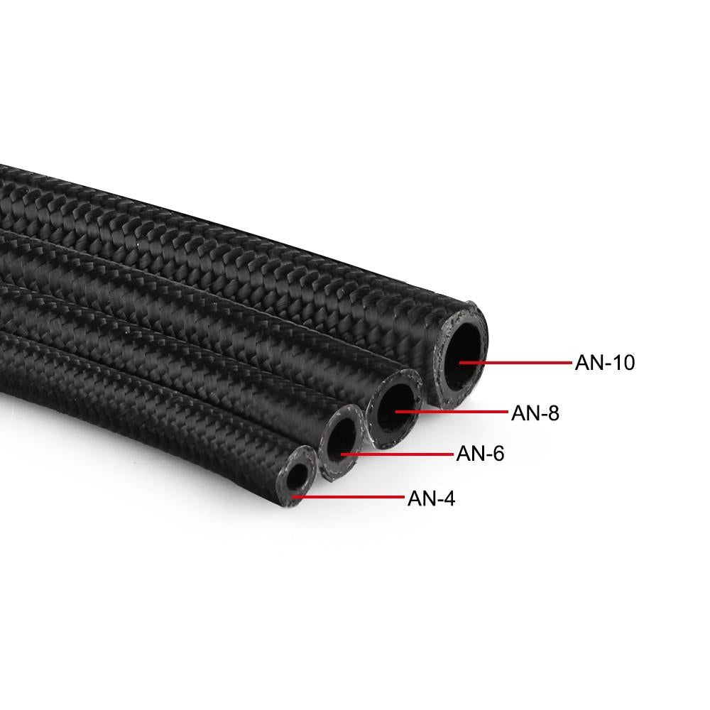 Nylon Braided Fuel Hose Oil Cooler 1M Black Image 2