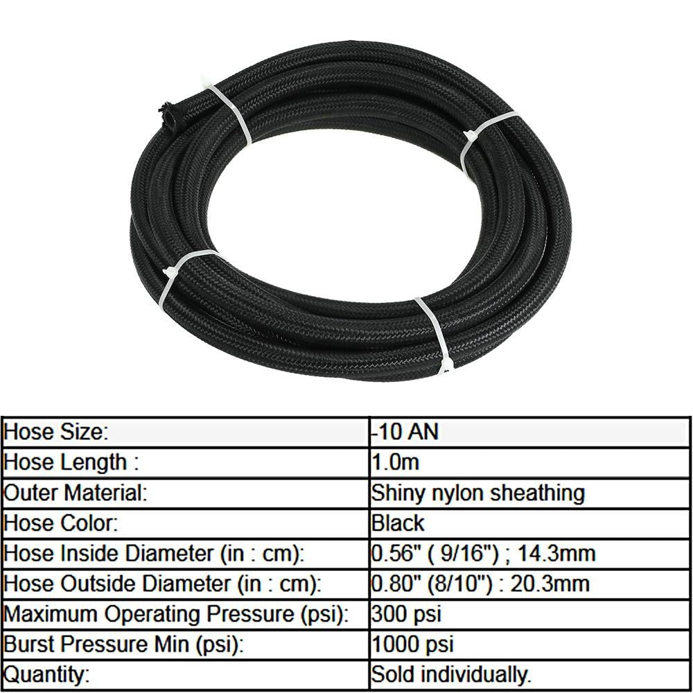 Nylon Braided Fuel Hose Oil Cooler 1M Black Image 4