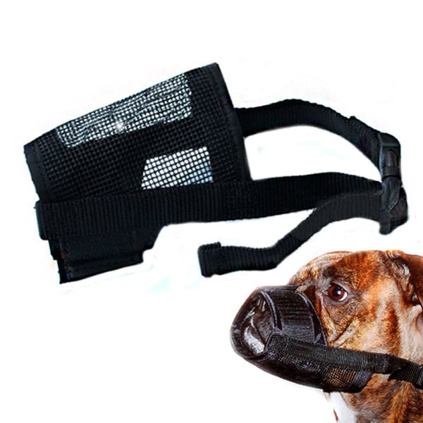 Nylon Fabric Adjustable Mesh Anti Bark Bite Pet Mouth Muzzle Image 1