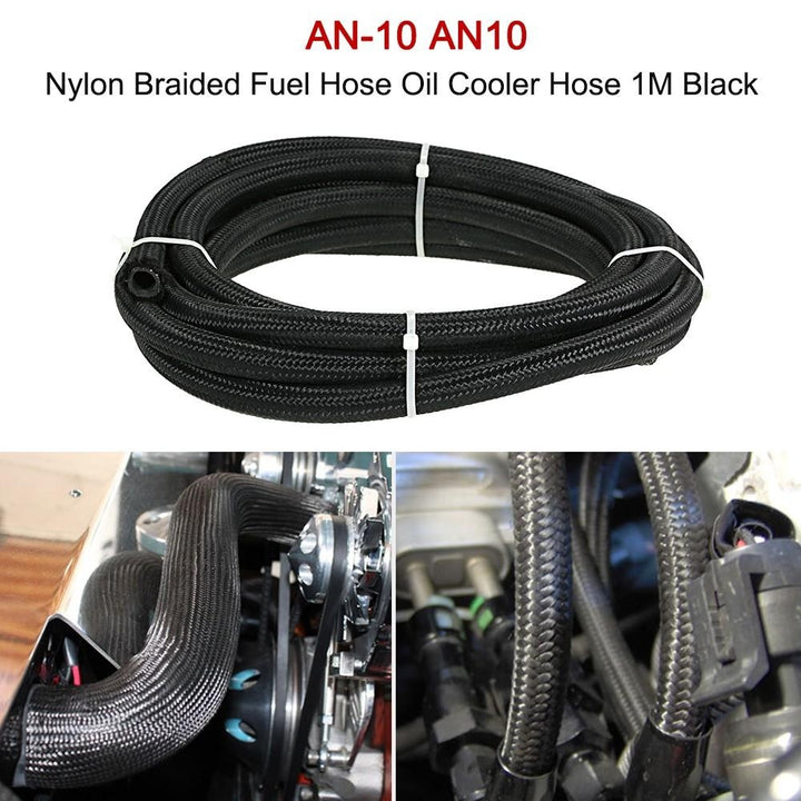 Nylon Braided Fuel Hose Oil Cooler 1M Black Image 11