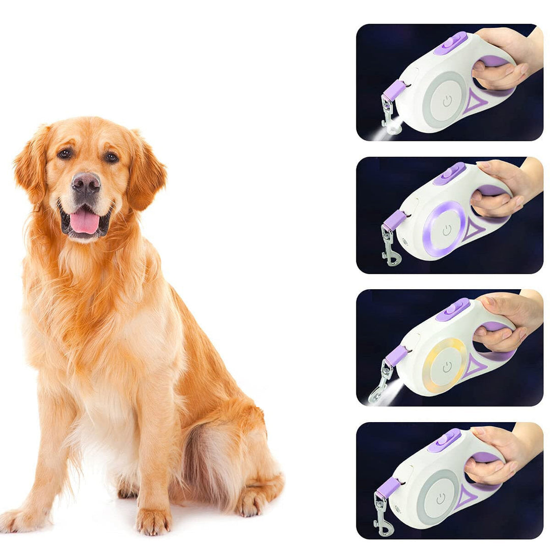 Nylon Retractable Dog Leash LED Flashlight Automatic Extending Walking Leads Traction Rope Dog Supplies Image 2