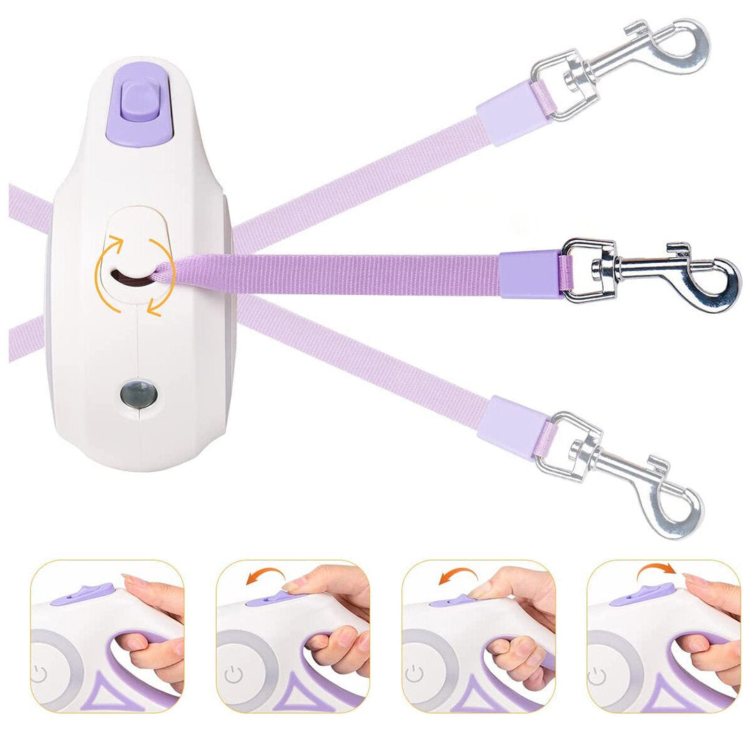 Nylon Retractable Dog Leash LED Flashlight Automatic Extending Walking Leads Traction Rope Dog Supplies Image 3