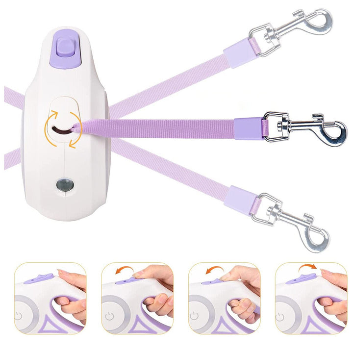 Nylon Retractable Dog Leash LED Flashlight Automatic Extending Walking Leads Traction Rope Dog Supplies Image 3