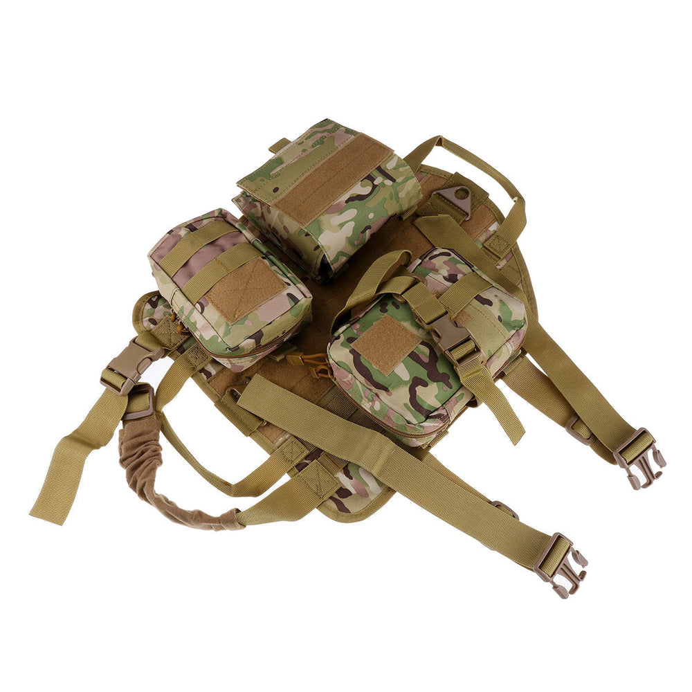 Nylon Waterproof Dog Tactical Vest Military Training Clothes Pet Trainer with 3 Bags-L Image 2