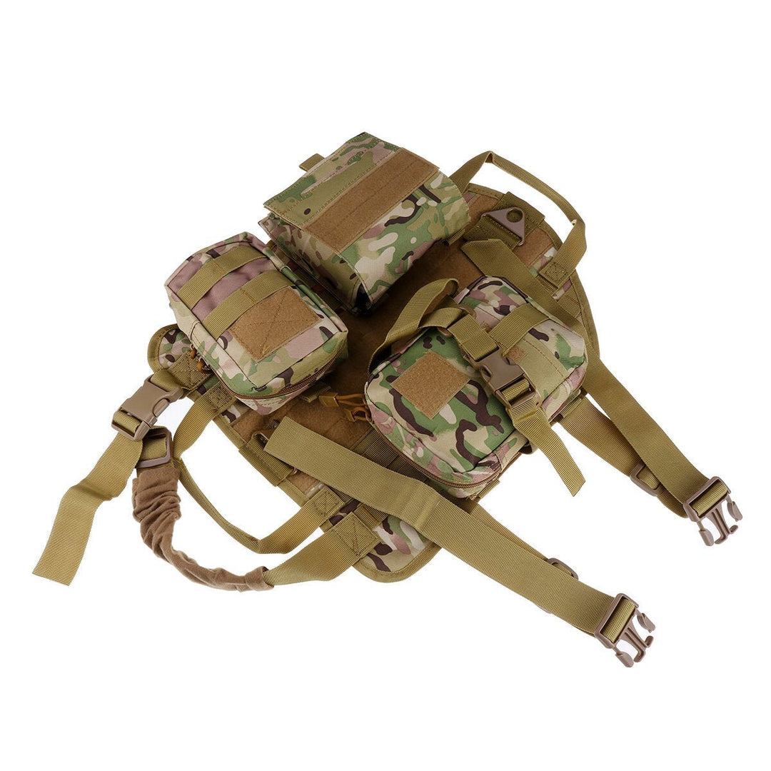 Nylon Waterproof Dog Tactical Vest Military Training Clothes Pet Trainer with 3 Bags-L Image 1