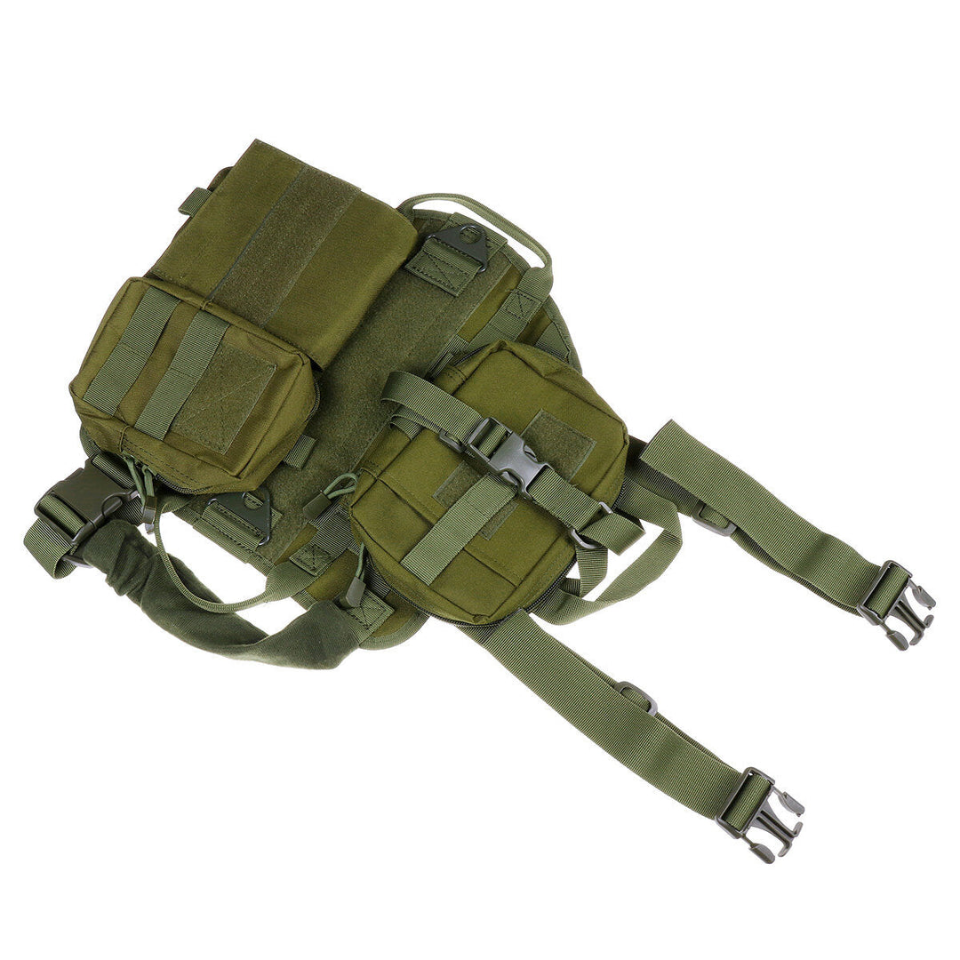 Nylon Waterproof Dog Tactical Vest Military Training Clothes Pet Trainer with 3 Bags-L Image 3