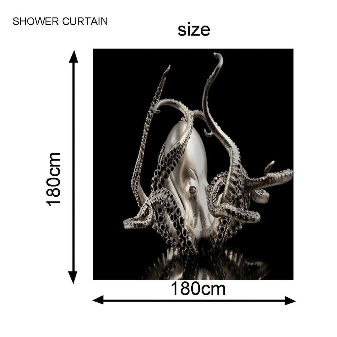 Octopus Waterproof Bathroom Shower Curtain Set Toilet Bathtub Non-slip Mat Set Image 5