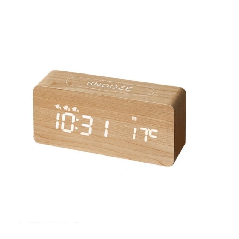 Creative Wood Clock Rechargeable Electronic Clock Automatic Time Alarm Clock Fashion Nordic Style Clock Image 1