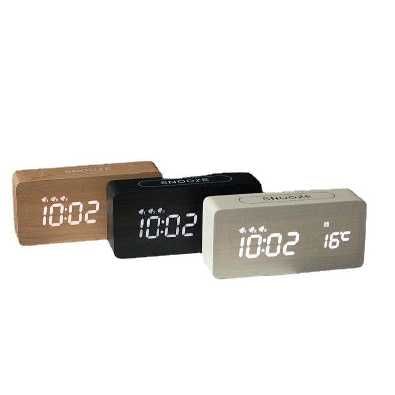 Creative Wood Clock Rechargeable Electronic Clock Automatic Time Alarm Clock Fashion Nordic Style Clock Image 5