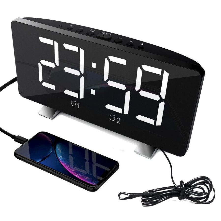 LED Radio Alarm Clock Creative Snooze Electronic Clock USB Charging Digital Desk Clock Image 1