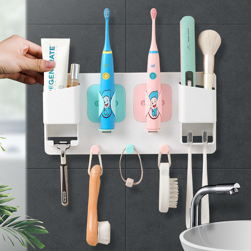 Multi-functional Wall-mounted Toothbrush Holder Gravity Induction Gripping Toothbrush Holder Shaver Holder With Hook Image 3