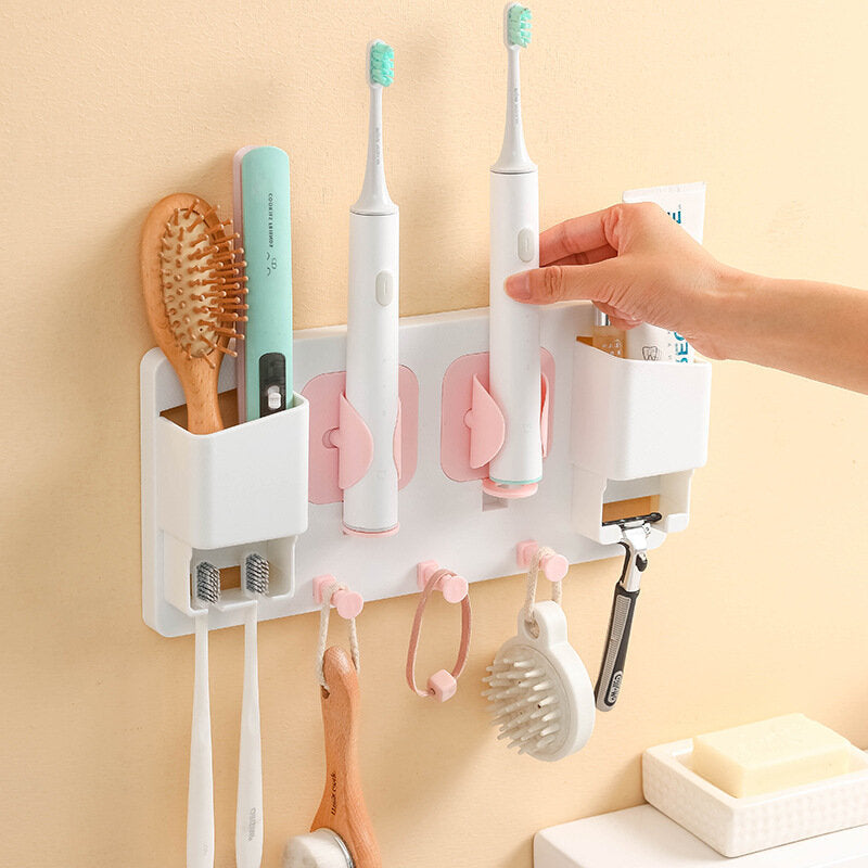 Multi-functional Wall-mounted Toothbrush Holder Gravity Induction Gripping Toothbrush Holder Shaver Holder With Hook Image 4