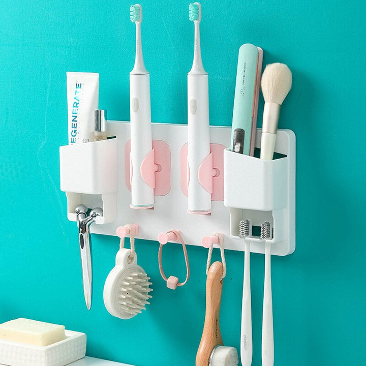 Multi-functional Wall-mounted Toothbrush Holder Gravity Induction Gripping Toothbrush Holder Shaver Holder With Hook Image 5