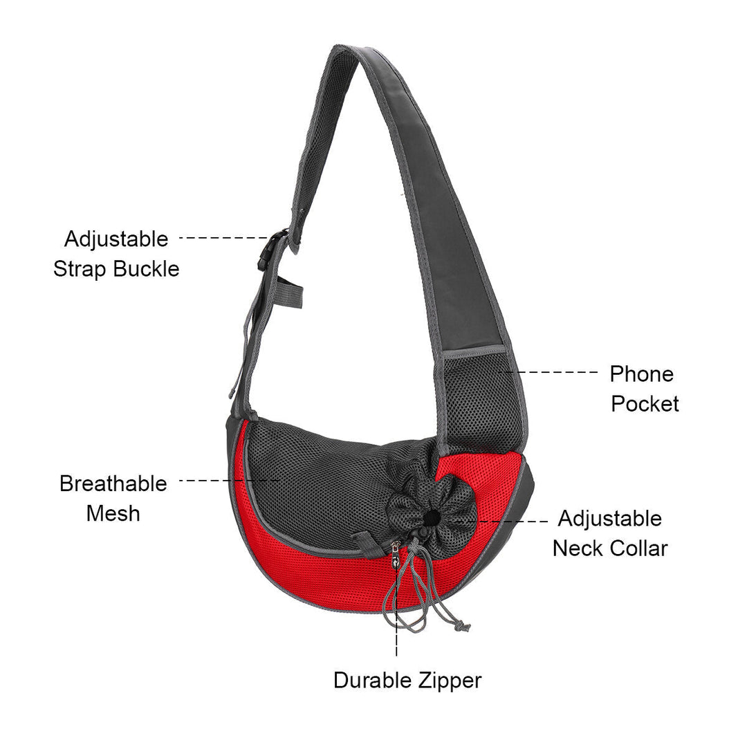 Outdoor Breathable Pet Puppy Dog Carry Shoulder Carrier Bag with Mobile Phone Storage Pack Image 4