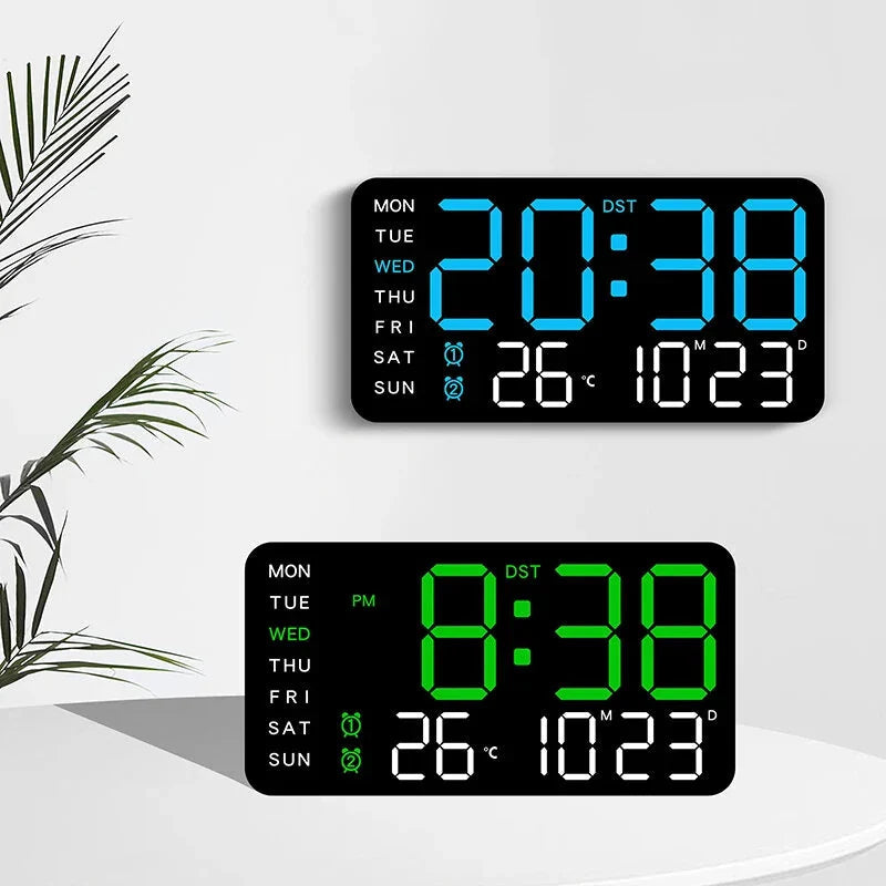 Multifunctional LED Digital Wall Clock - Borderless, Hanging or Standing Display for Living Room Image 1