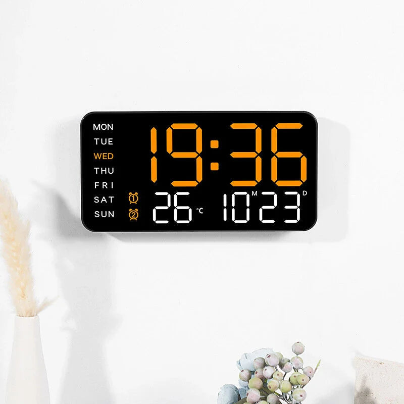 Multifunctional LED Digital Wall Clock - Borderless, Hanging or Standing Display for Living Room Image 9